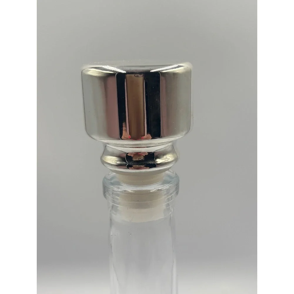 Studio Silversmiths Glass Wine Decanter with Silver Grape Medallion and Stopper